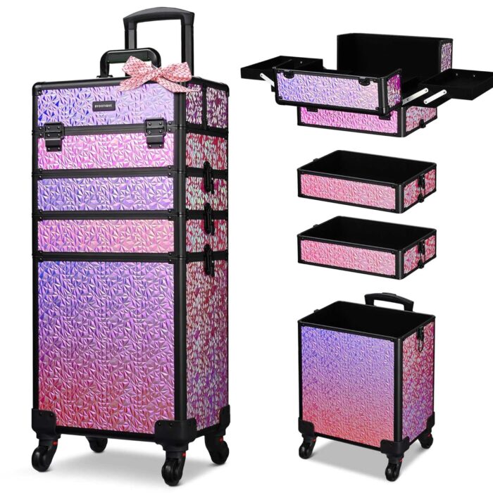 Byootique rolling makeup train case on wheels 4in1 cosmetology profesional travel cosmetic bag lockable organizer box for hairstylist artist nail beauty salon barbermermaid pink.jpg