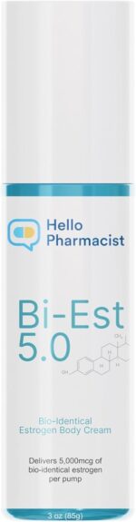Bi est 5.0 bioidentical estrogen cream for women extra strength 5 menopause relief 2 month supply feminine care support moisture wellness wwild yam 3oz 90 pumps.jpg