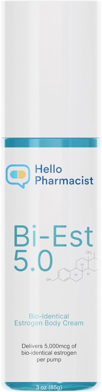 Bi est 5.0 bioidentical estrogen cream for women extra strength 5 menopause relief 2 month supply feminine care support moisture wellness wwild yam 3oz 90 pumps.jpg