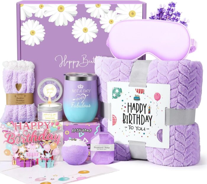 Birthday gifts for women friendship happy birthday gift basket for mom friend sister her birthday gift unique luxury self care gift lavender relaxing spa gifts set with 3d birthday card for women.jpg