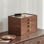 Black walnut wooden jewelry box for women large 4 layer drawer organizer box with glass lid for necklaces watch necklace ring earring storage mothers day gifts.jpg