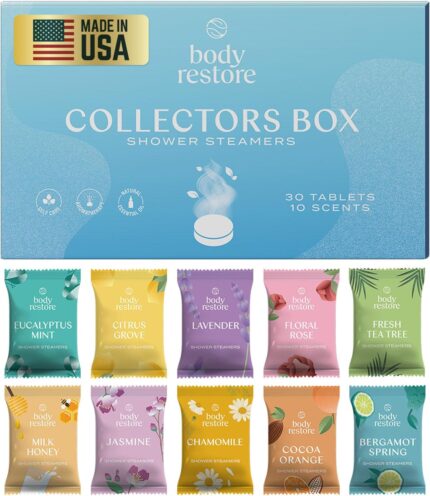 Body restore shower steamers aromatherapy 30 pack mothers day gifts for mom grandma birthday gift for dad daughter best friend travel essentials stress relief self care collectors box.jpg