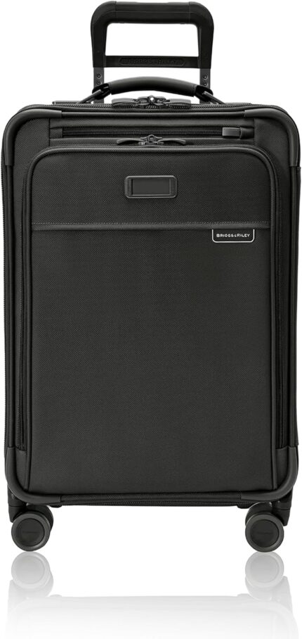 Briggs riley essential 22 carry on expandable spinner luggage for travel suitcases with wheels softside rolling bag for men women self repairing zipper baseline collection black.jpg