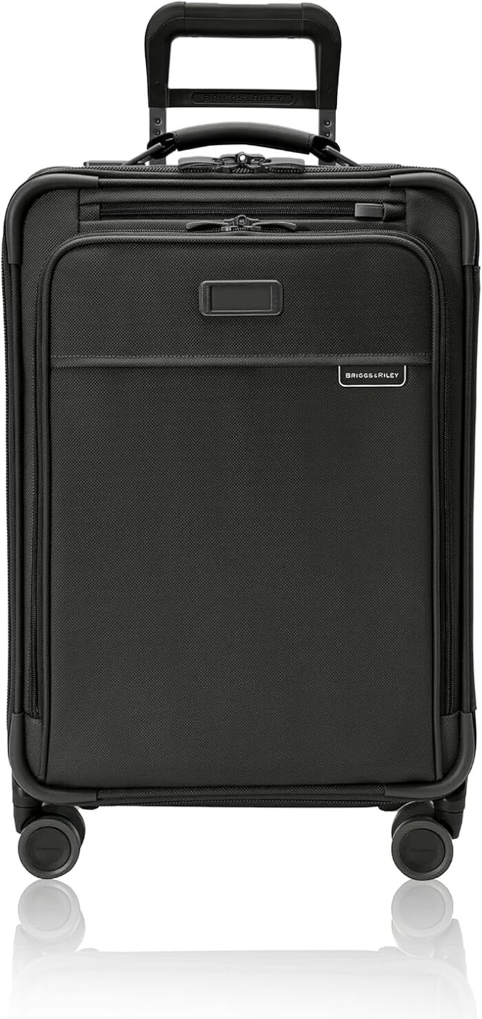 Briggs riley essential 22 carry on expandable spinner luggage for travel suitcases with wheels softside rolling bag for men women self repairing zipper baseline collection black.jpg