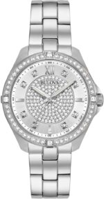 Bulova ladies classic crystal stainless steel 2 hand quartz watch pave dial style 96l236.jpg