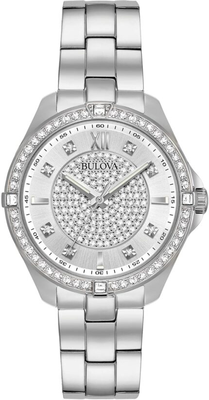 Bulova ladies classic crystal stainless steel 2 hand quartz watch pave dial style 96l236.jpg