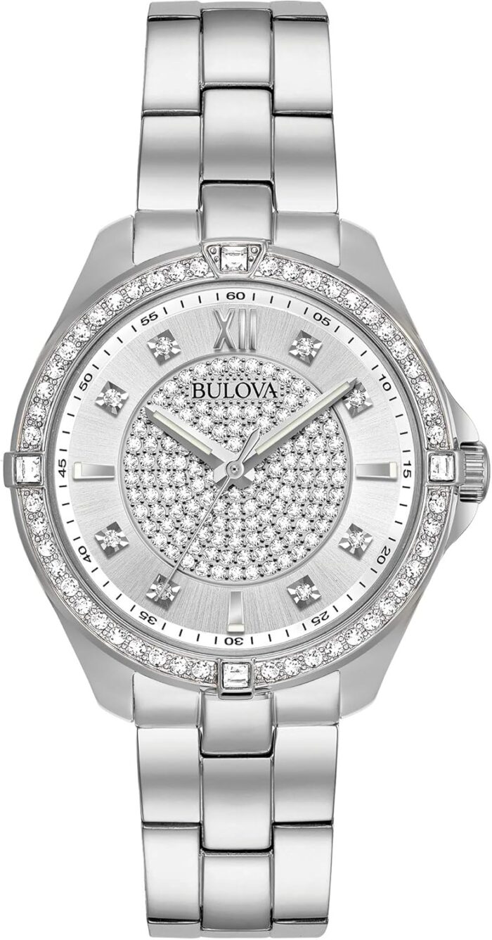 Bulova ladies classic crystal stainless steel 2 hand quartz watch pave dial style 96l236.jpg