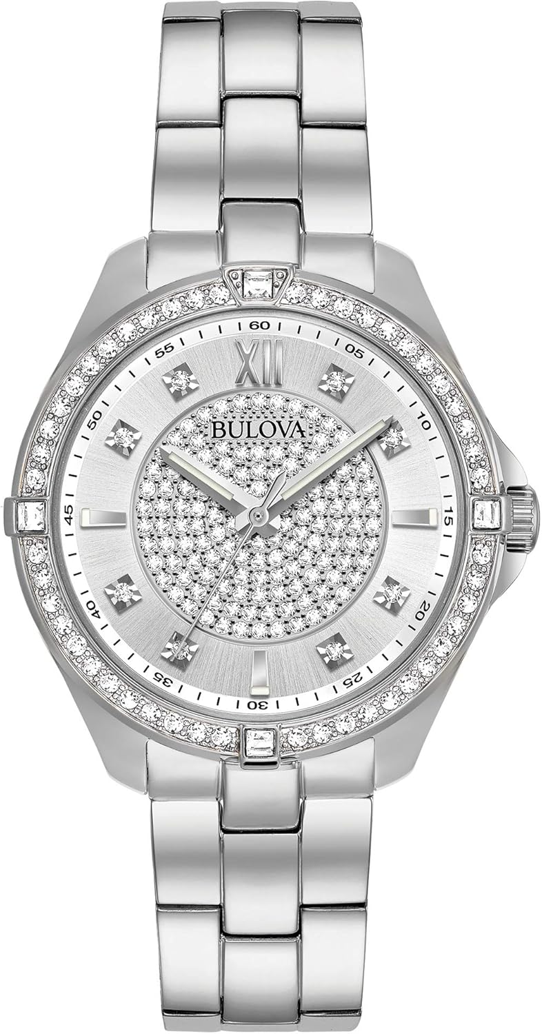 Bulova ladies classic crystal stainless steel 2 hand quartz watch pave dial style 96l236.jpg