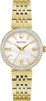 Bulova ladies classic crystal stainless steel 3 hand quartz watch white mother of pearl dial.jpg