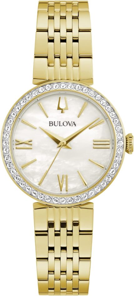 Bulova ladies classic crystal stainless steel 3 hand quartz watch white mother of pearl dial.jpg