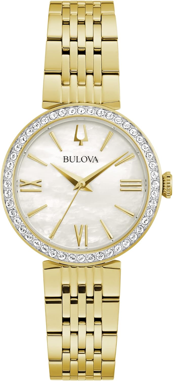 Bulova ladies classic crystal stainless steel 3 hand quartz watch white mother of pearl dial.jpg