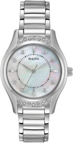 Bulova ladies classic diamond 3 hand quartz stainless steel watch 16 diamonds mother of pearl dial curved mineral crystal.jpg