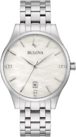 Bulova ladies classic diamond dial stainless steel 3 hand calendar date quartz watch.jpg