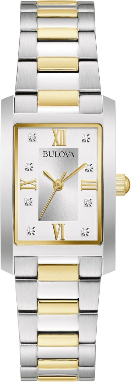 Bulova ladies classic diamond two tone stainless steel 3 hand quartz watch rectangle.jpg