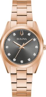 Bulova ladies classic surveyor diamond rose gold stainless steel 3 hand quartz watch gray dial 97p156.jpg