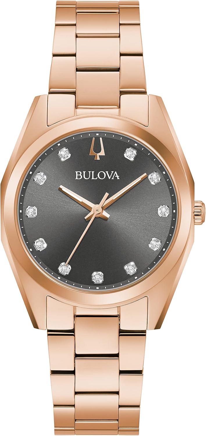Bulova ladies classic surveyor diamond rose gold stainless steel 3 hand quartz watch gray dial 97p156.jpg