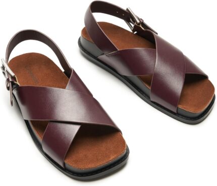 C. paravano women sandalscomfortable dressy flat slides summer sandals with arch support for walking beach casual adjustable buckle slip ons fashion shoes.jpg