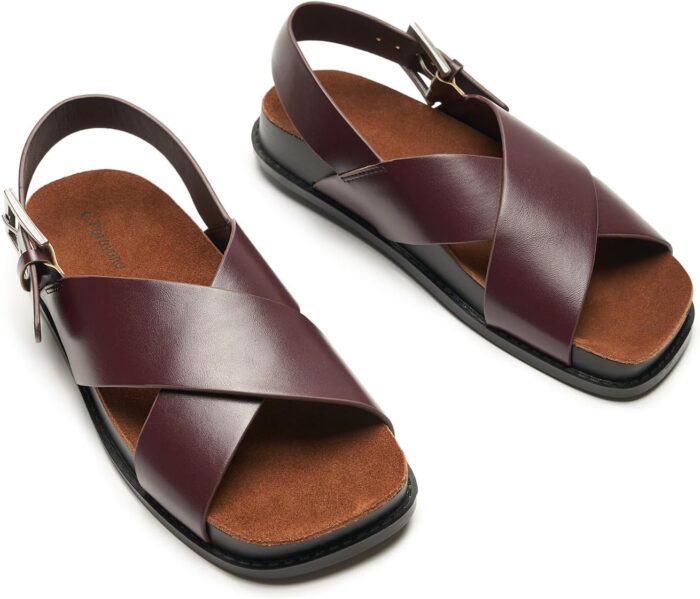 C. paravano women sandalscomfortable dressy flat slides summer sandals with arch support for walking beach casual adjustable buckle slip ons fashion shoes.jpg