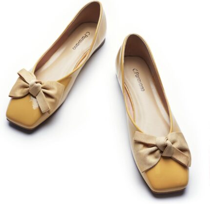 C.paravano womens shoes with bow casual slip on ballet flats comfortable square toe walking shoes women dressy flats for wedding work business office.jpg