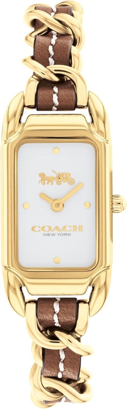 Coach cadie womens watch 2h quartz watch with genuine coach leather on a chainlink bracelet water resistant 3 atm30 meters gift for her premium fashion timepiece for everyday style adjustable 17.50mm.jpg