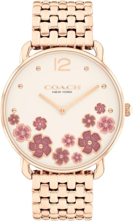 Coach elliot womens 2h quartz watch 36mm stainless steel bracelet colorful floral design premium fashion gift for her.jpg