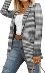 Crazy grid women business casual blazers with lined professional work suit jacket with pockets.jpg