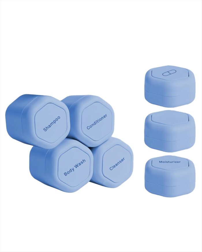 Cadence travel containers daily routine capsule set magnetic travel capsules for shampoo conditioner body wash pills and more 4 flex mediums 1.32oz 3 flex smalls 0.56oz pacific.jpg