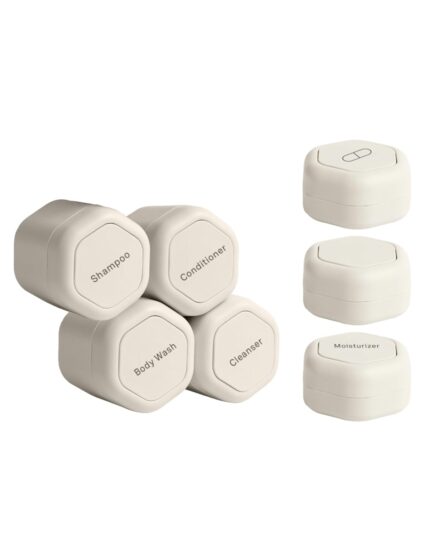 Cadence travel containers daily routine capsule set magnetic travel capsules for shampoo conditioner body wash pills and more 4 flex mediums 1.32oz 3 flex smalls 0.56oz sand.jpg