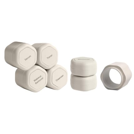 Cadence travel containers full skincare set magnetic travel capsules 2 small 0.56oz 4 medium capsules 1.32oz extender 1.43oz with multiple labels for better organization sand.jpg