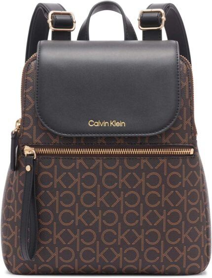 Calvin klein reyna signature key item flap backpack brownkhakiblack one size.jpg