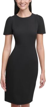 Calvin klein womens short sleeved princess seamed sheath dress standard and petite.jpg