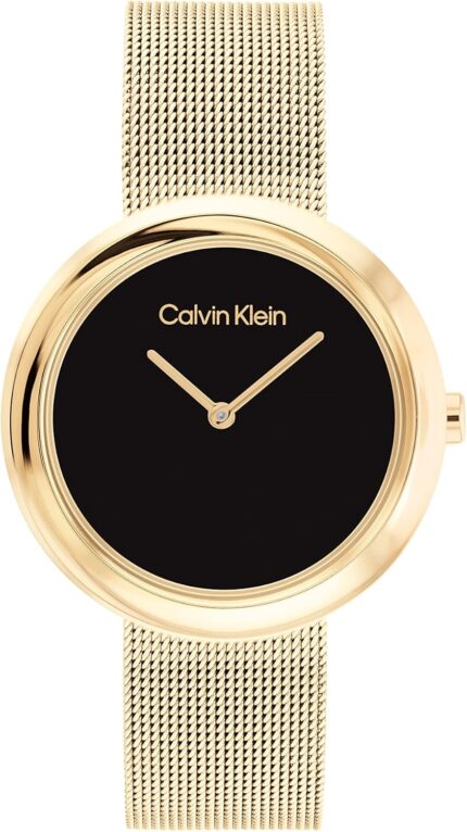 Calvin klein womens twisted bezel 34mm 2h quartz watch stainless steel bracelet water resistance 30 meters minimalistic style – premium fashion gift for her.jpg