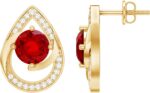 Certified 6 mm lab grown ruby stud earrings for women aaaa quality ruby diamond teardrop earrings with jewelry box.jpg