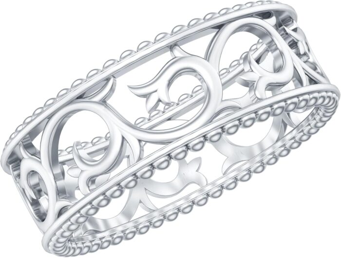 Certified filigree wedding band vintage inspired wedding band art deco anniversary ring for women ideal for gift.jpg
