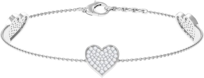 Certified lab grown diamond heart bracelet ef vs quality pave set diamond chain bracelet for women ready to gift.jpg
