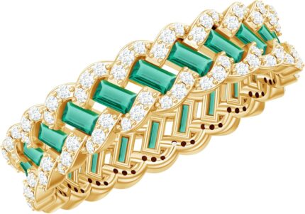 Certified lab grown emerald eternity band with moissanite aaaa quality emerald wedding band ideal for gift.jpg