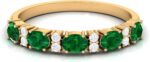 Certified lab grown emerald half eternity ring aaaa quality emerald diamond anniversary ring gift for women.jpg