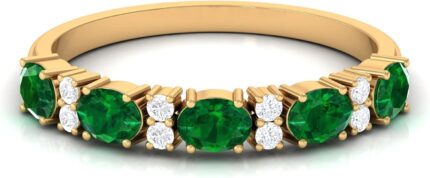 Certified lab grown emerald half eternity ring aaaa quality emerald diamond anniversary ring gift for women.jpg