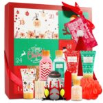 Christmas advent calendar 2024 12 days of holiday advent calendar for women body earth spa gift baskets with snowman bath bomb scented candle christmas hat new year bath set for women.jpg