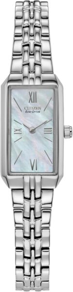 Citizen ladies eco drive classic dress corso stainless steel rectangle watch 2 hand jewelry clasp.jpg