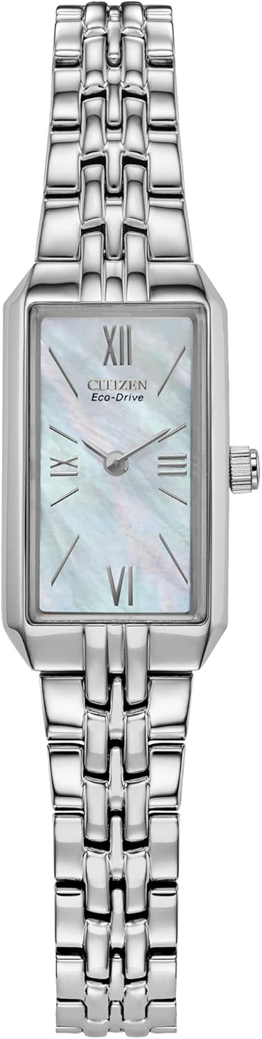 Citizen ladies eco drive classic dress corso stainless steel rectangle watch 2 hand jewelry clasp.jpg