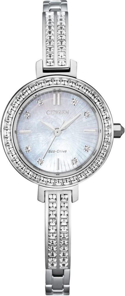 Citizen ladies silhouette crystal eco drive bangle watch 3 hand mother of pearl dial.jpg