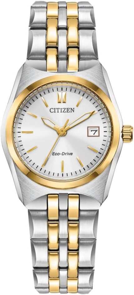 Citizen womens eco drive corso classic watch in two tone stainless steel black dial model ew2299 50a.jpg