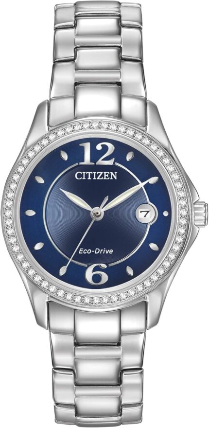 Citizen womens eco drive dress classic crystal watch in stainless steel blue dial model fe1140 86l.jpg