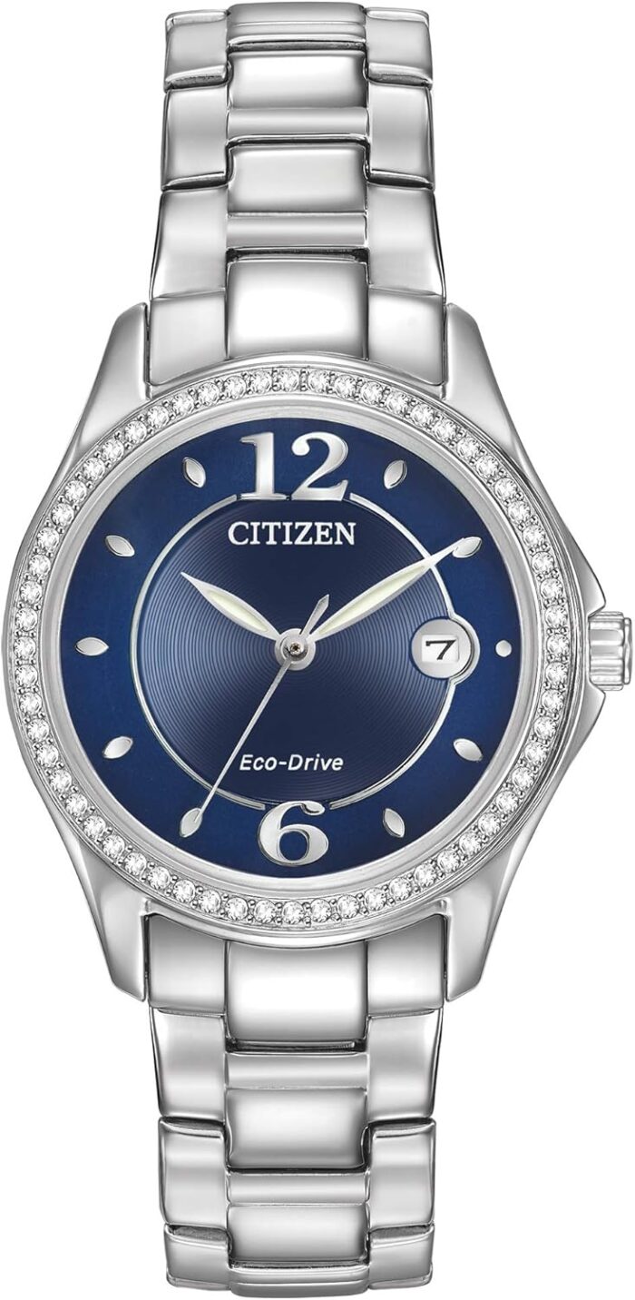 Citizen womens eco drive dress classic crystal watch in stainless steel blue dial model fe1140 86l.jpg