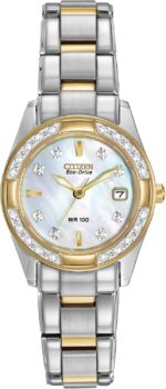 Citizen womens eco drive dress classic diamond watch in two tone stainless steel mother of pearl dial model ew1824 57d.jpg