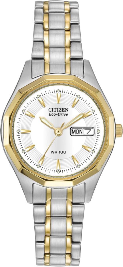 Citizen womens eco drive dress classic watch in two tone stainless steel white dial model ew3144 51a.jpg
