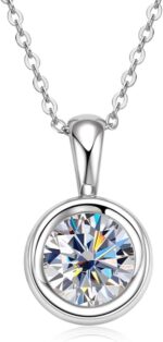 Classic 2 carat round cut diamond pendant necklace in sterling silver bezel set white diamond diamond jewelry for women.jpg