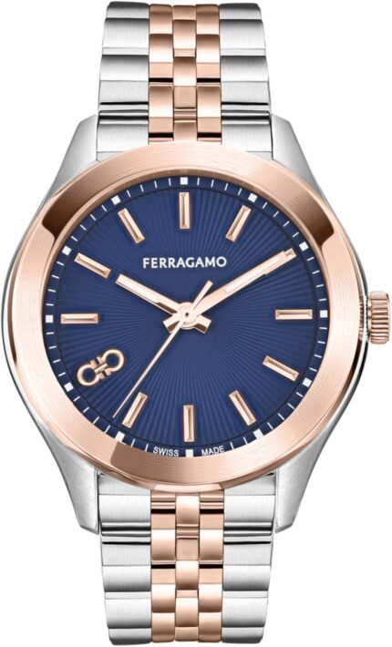 Classic collection luxury womens watch timepiece with a two tone bracelet featuring a two tone case and blue dial.jpg