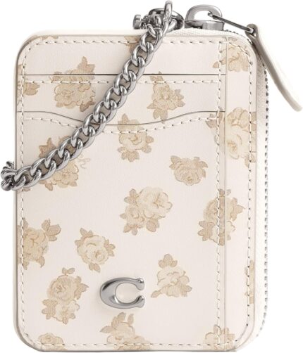 Coach womens essential chain card case with floral print accessory travel wallet lhchalk multi.jpg